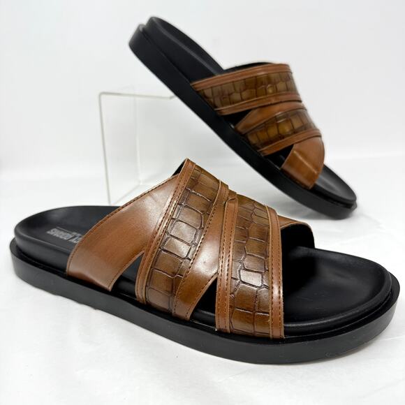 Stacy Adams Mondo Slide Men 9M Brown Slip On Sandals Casual Comfort Vacation - Picture 1 of 6